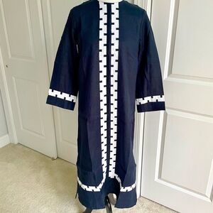 Tuckernuck Blue and White Resort Maxi Dress Crew Neck Long Sleeve